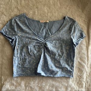 Light Blue Floral Crop Top